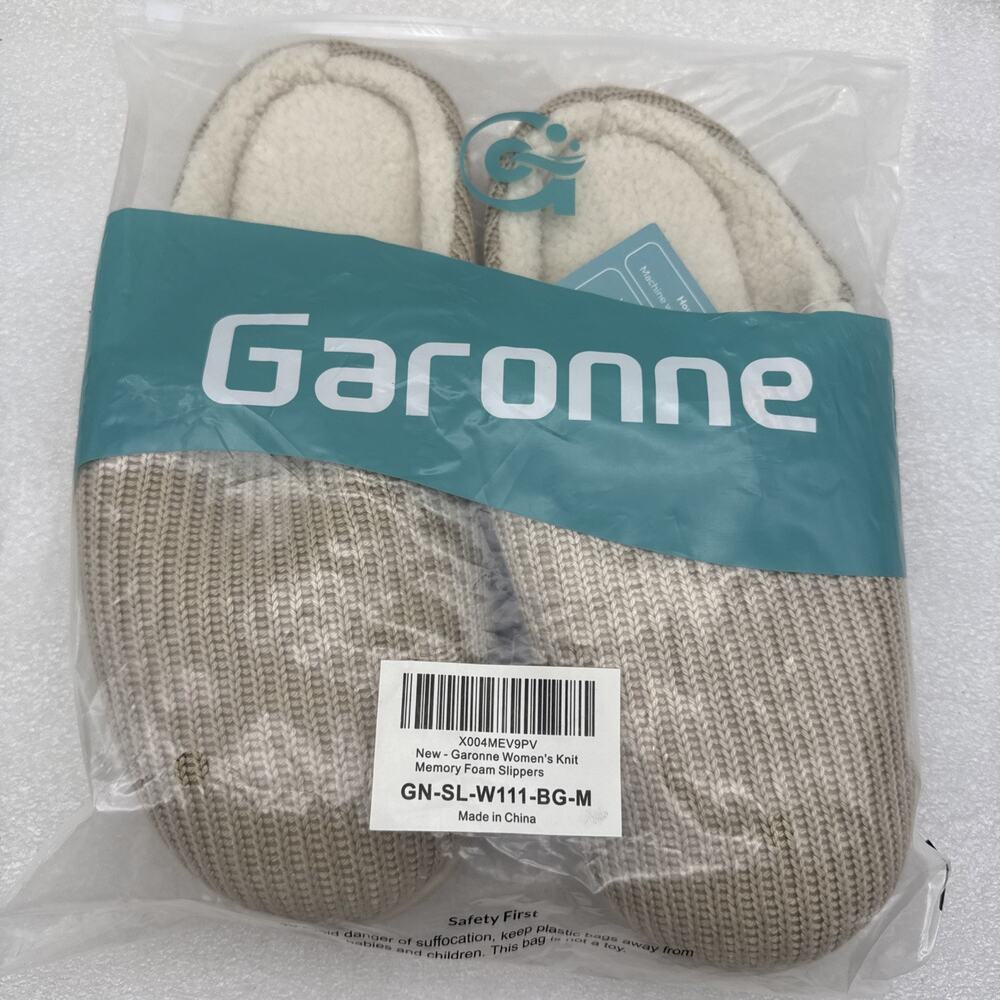 Garonne Women's Cozy House Slippers w/Soft Memory Foam Beige Sz-US 7-8 *READ...